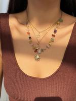 Women's Elegant Artificial Crystal & Star & Triple Moon Pendant     Necklace, Fashion Jewelry for Party, Trendy All-match & E...