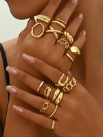 Women's Elegant Hollow Out & Heart Design Ring Set , Exquisite Trendy Stackable Rings Set, Fashionable Jewelry for Women As G...