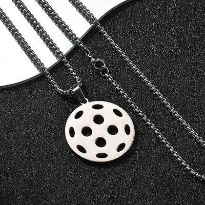 201 Stainless Steel Pickleball Pendant Box Chain Necklaces for Women Men
