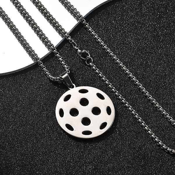 201 Stainless Steel Pickleball Pendant Box Chain Necklaces for Women Men