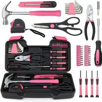 39Pcs all-purpose ladies' home kit, packed ina toolbox storage box, comes with essential handtools for everyday home repairs,...