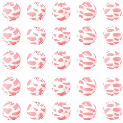 50Pcs Round with Petal Round Silicone Focal Beads