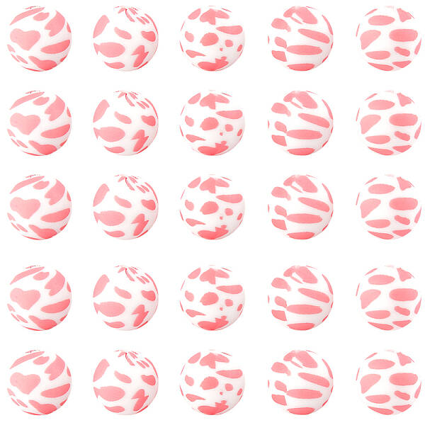 50Pcs Round with Petal Round Silicone Focal Beads