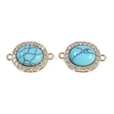 Synthetic Turquoise Oval Connector Charms