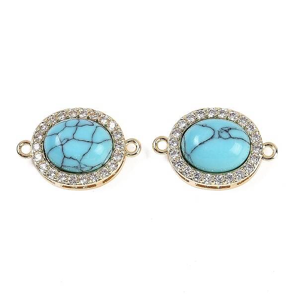 Synthetic Turquoise Oval Connector Charms