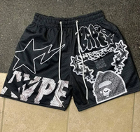 Y2K Black Short Men Casual Streetwear Mesh Shorts