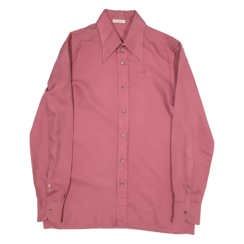 Mens Plain Shirt Pink Long Sleeve S