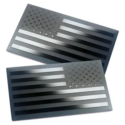 【FaddishDeal】4-PCS American Flag Badge Decals, black metal American Flag decals forward and reverse set car truck sticker...