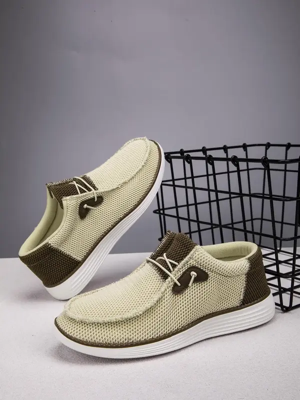 Men's Casual Patchwork Design Slip-on Loafers, Lightweight Breathable Comfortable Flat Shoes, Fashionable Shoes for Daily Wea...