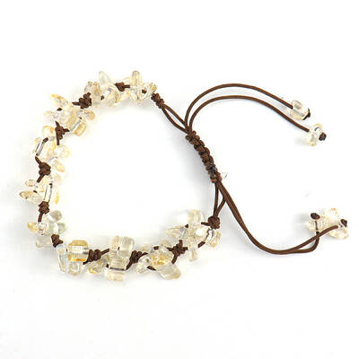 Synthetic Citrine Chips Braided Bead Bracelet