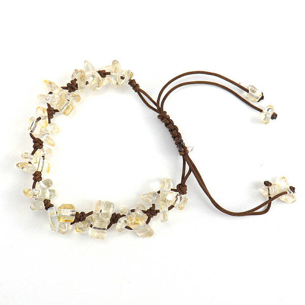 Synthetic Citrine Chips Braided Bead Bracelet