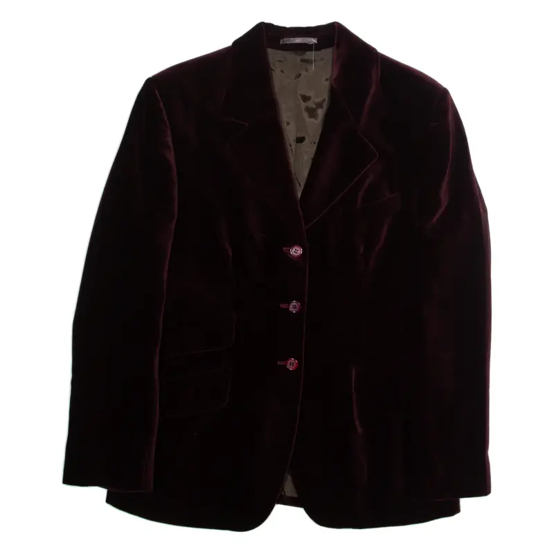BURBERRY Mens Blazer Jacket Maroon Velvet L