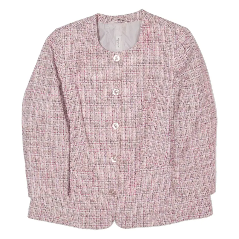 Overcoat Jacket Pink Check Womens M
