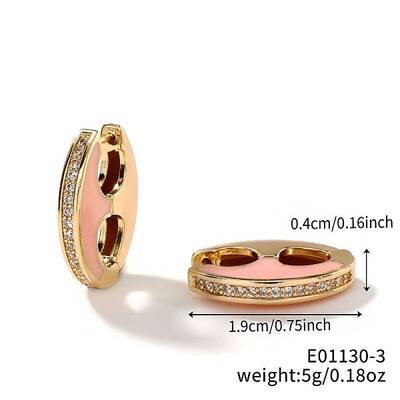 Retro Brass Enamel Hoop Earrings