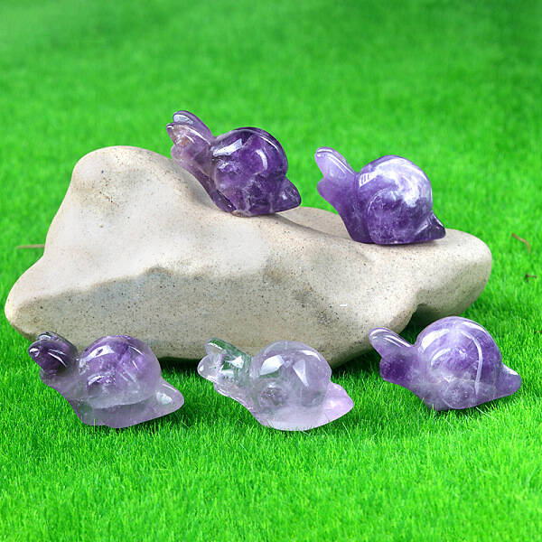Natural Amethyst Carved Healing Snail Figurines