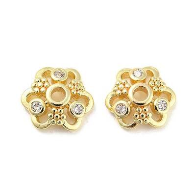 Brass Micro Pave Cubic Zirconia Bead Cap
