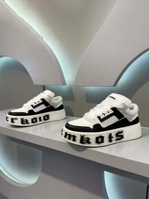 Men's Fashionable Colorblock Letter Print Lace Up Low Top Chunky Sneakers, Casual Comfortable Sports Shoes for Daily Wear, Tr...