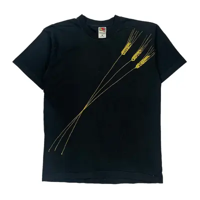 Single Stitch Fruit Of The Loom Graphic T-Shirt - Large Black Cotton