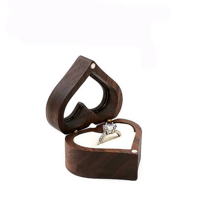 Wooden Love Heart Ring Storage Boxes