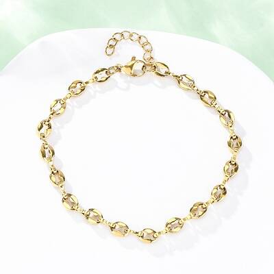 304 Stainless Steel Coffee Bean Chain Bracelets for Women