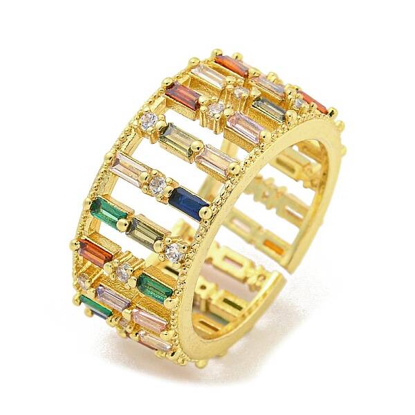 Brass Micro Pave Cubic Zirconia Cuff Rings