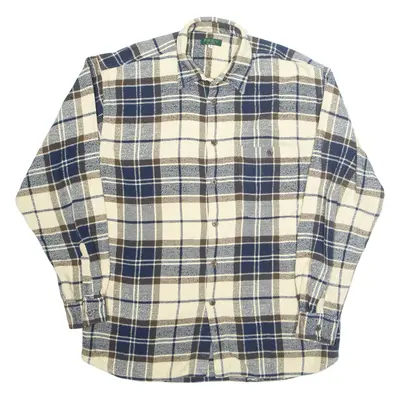FIREFLY Mens Flannel Shirt Cream Check Long Sleeve M