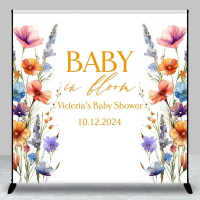 Floral Baby In Bloom Custom Gender Reveal Backdrop