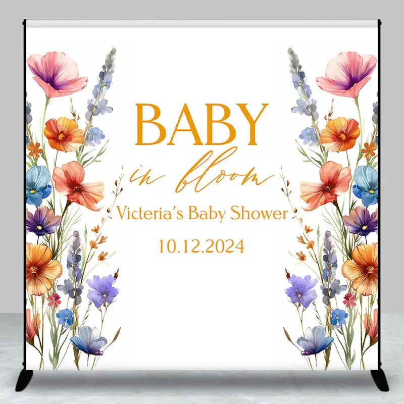 Floral Baby In Bloom Custom Gender Reveal Backdrop