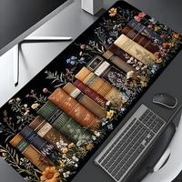 Floral Book Pattern Mouse Pad, Rectangle Gaming Mouse Pad, Non-slip Rubber Pad, Desktop Decoration Protection Pad for Home, O...