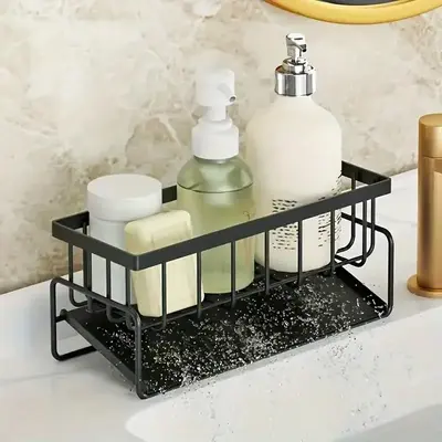 Stainless Steel Kitchen Sink Storage Rack, 1 Count/12pcs Multifunctional Kitchen Countertop Storage Rack with Towel Holder, M...