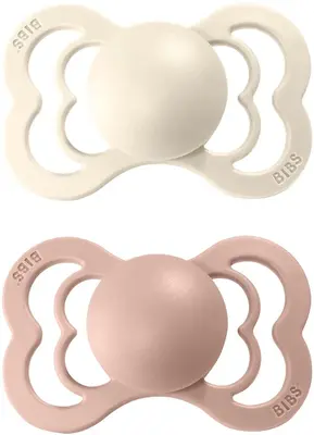 BIBS Supreme Natural Rubber Size 2: 6+ months Ivory pacifier / Blush 2 pcs