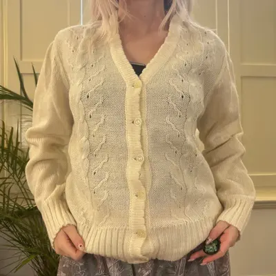 Unbranded Cardigan - Large Cream Acrylic Blend