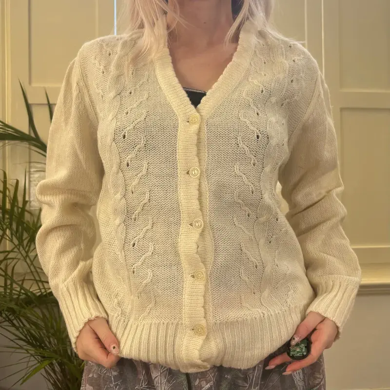 Unbranded Cardigan - Large Cream Acrylic Blend