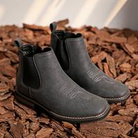 Men's casual boots, two-color versatile fashion boots, thick-soled men's Chelsea, pull-on mid-calf boots