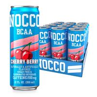 NOCCO BCAA Energy Drink Cherry Berry - 12 FL OZ (Pack of 12) - 200 mg of Caffeine, Sugar Free Energy Drinks - Carbonatd & Low...