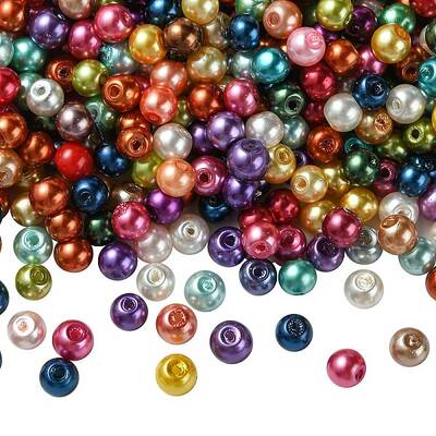 Baking Painted Pearlized Glass Pearl Round Bead Strands
