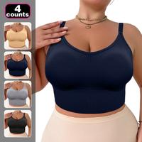 Plus Size 4-Pack Women's Wire-Free Sports Bra Hollow Back Activewear Gymclothes