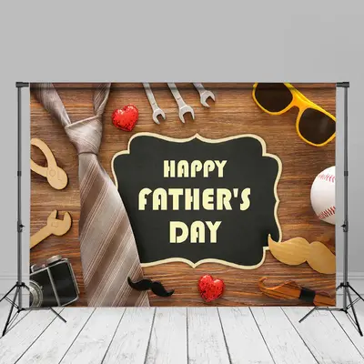 Gentleman Tie Beard Wooden Fathers Day Backdrop Idea - Aperturee