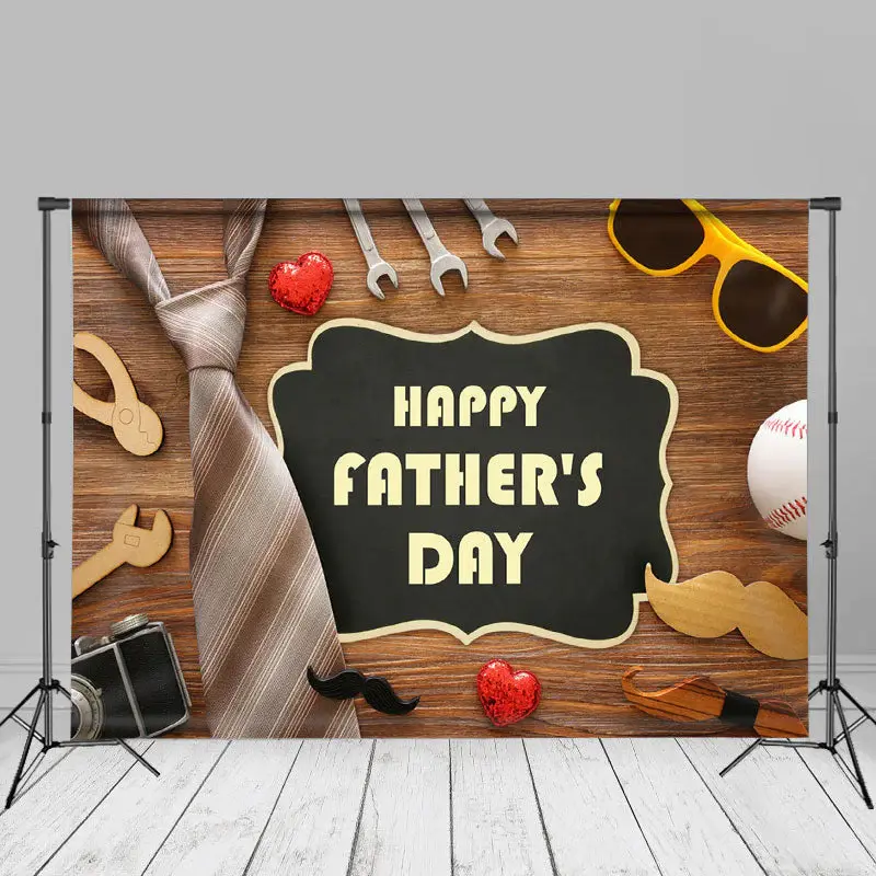 Gentleman Tie Beard Wooden Fathers Day Backdrop Idea - Aperturee