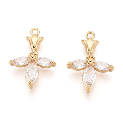 Brass Micro Pave Clear Cubic Zirconia Pendants