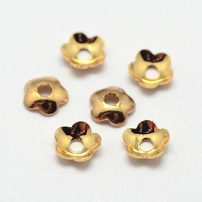 5-Petal Flower Brass Bead Caps