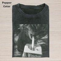 Comfort Color Pepper Retro Funny Vintage Graphic Tee Cat Smoking Winston T-Shirt, Animal Shirt, Unisex Meme Cringe Funny Dumb...