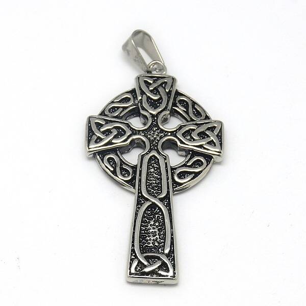 Fashionable Retro 304 Stainless Steel Cross with Ring Pendants