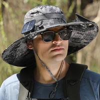 2025 New Solar Fan Outdoor Fishing Hat - Wide Brim Sun Protection with Built-in Solar Fan for Men & Women Eco-Friendly Versat...