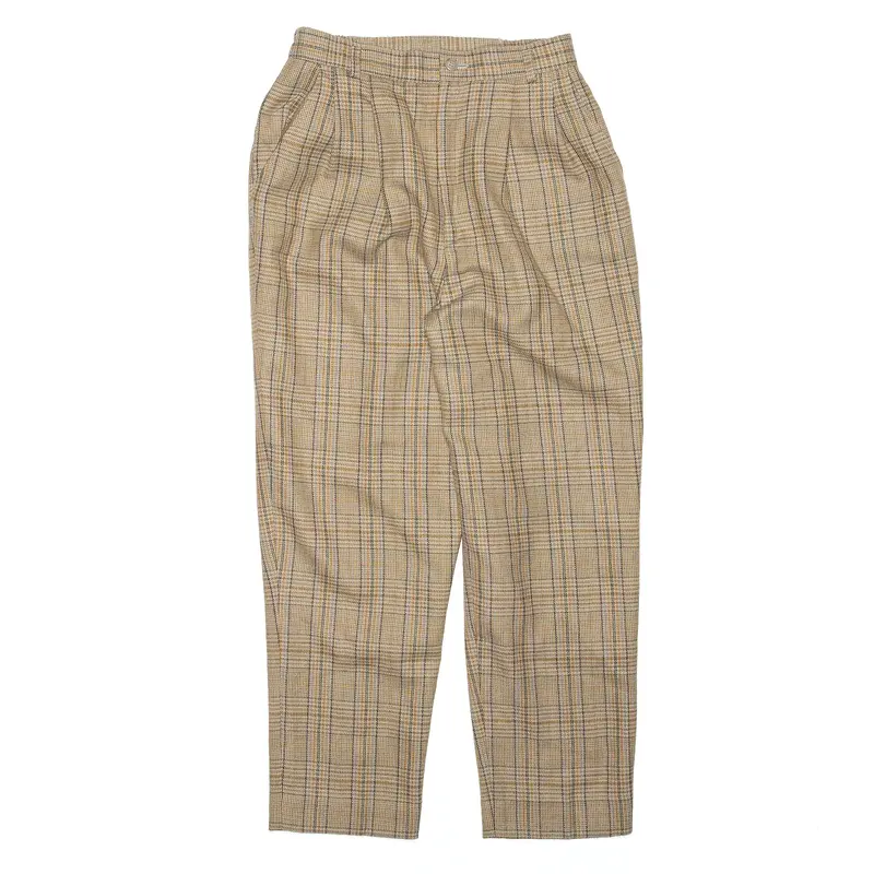 Check Brown Regular Mom Trousers Womens W25 L25