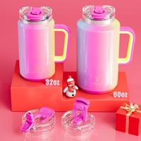 【meoky Travel Cup】32/50oz Stainless Steel Handle Cup,Suitable for Outdoor Carrying, Reusable Vacuum Insulated Cup With Li...