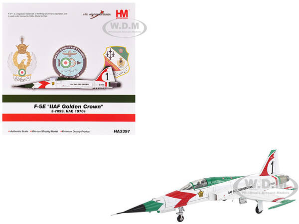 Northrop F-5E Tiger II Aircraft #1, 3-7099, IIAF Golden Crown Imperial Iranian Air Force Air Power Series 1/72 Diecast Mo...