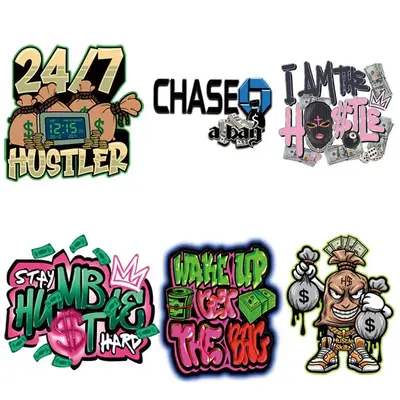 Alphabet Money Pattern Heat Transfer Stickers, 6 Counts/set DIY Heat Transfer Stickers For Clothing, Creative Clothing Acces...