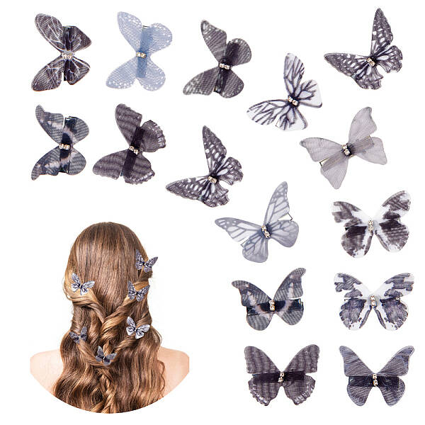 24Pcs 2Bags Cloth Butterfly Alligator Hair Clip