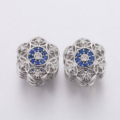 Brass Micro Pave Cubic Zirconia European Beads